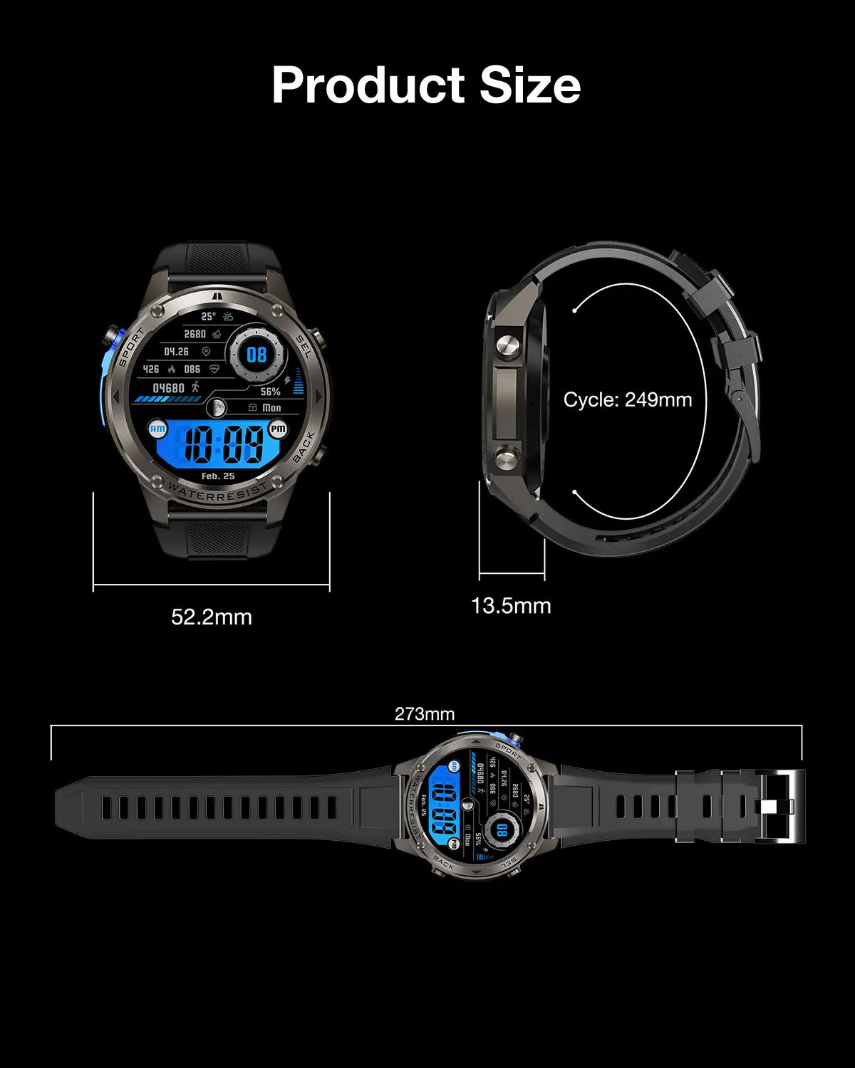 BlitzWolf BW-Voyager1 1.43 inch AMOLED Double Straps Compass & Barometer/10ATM Waterproof blue tooth Call Heart Rate Smart Watch