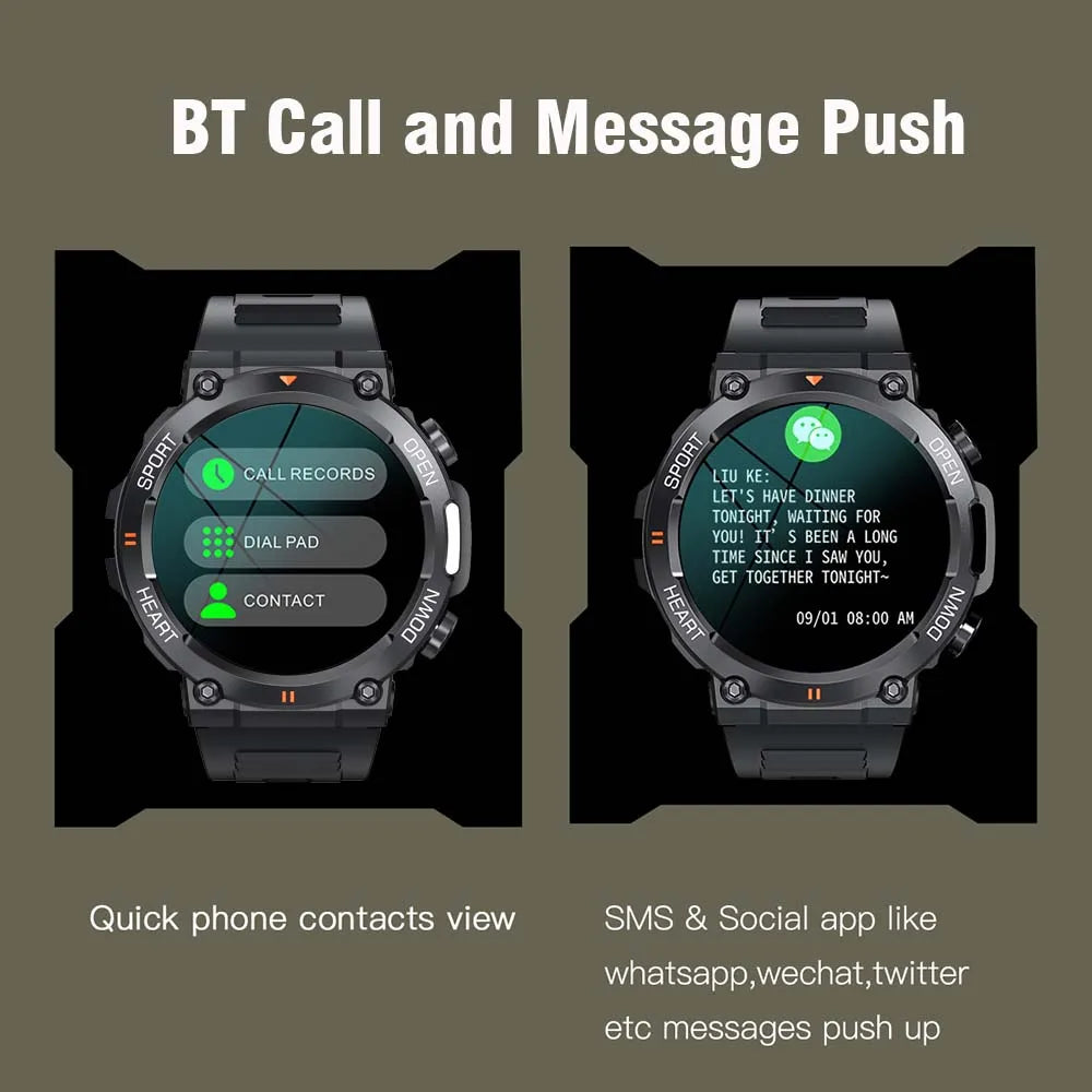 SENBONO Men's Smart Watch Big Screen Bluetooth Call 400mAh Military/Outdoor Sports Fitness Tracker Smartwatch Men Women K56
