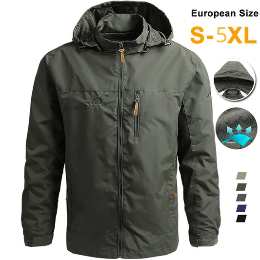 Windbreaker Men Tactical Jacket Waterproof Outdoor Hooded Coat/Sports Military Size S-5XL Field Climbing Thin Outwear