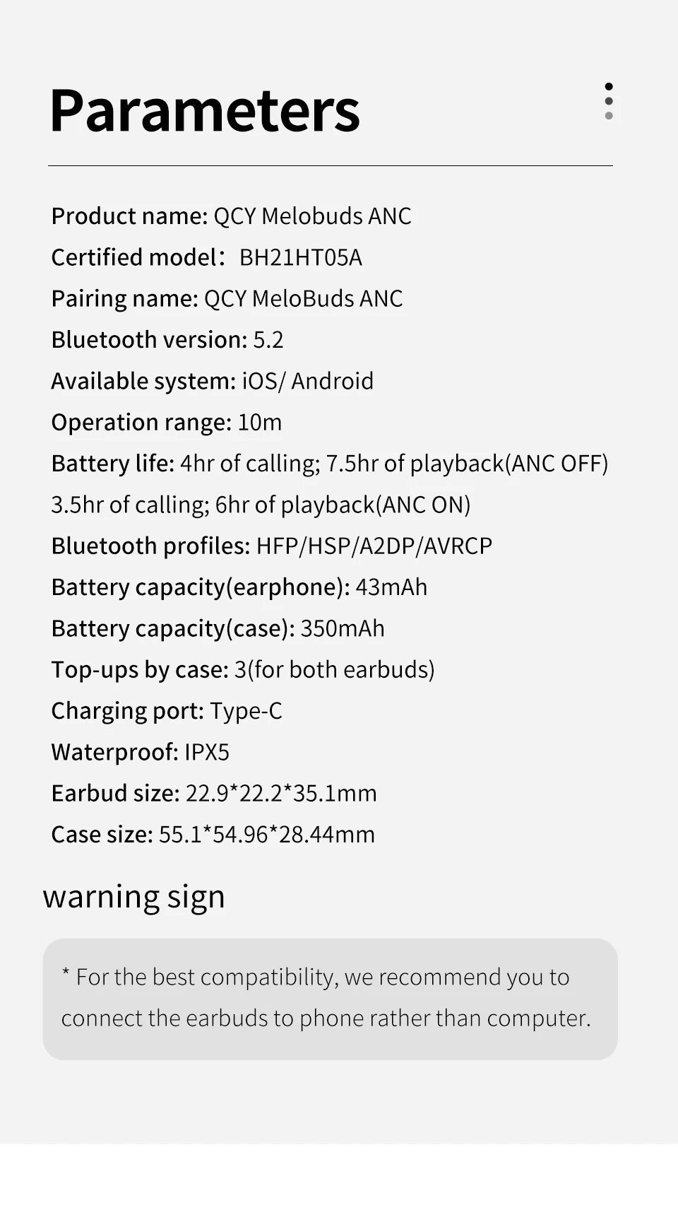 QCY HT05 ANC Wireless Earphones 40dB Active Noise Cancelling Bluetooth/5.2 Headphones 6 Mic ENC HD Call Headset TWS Earbuds