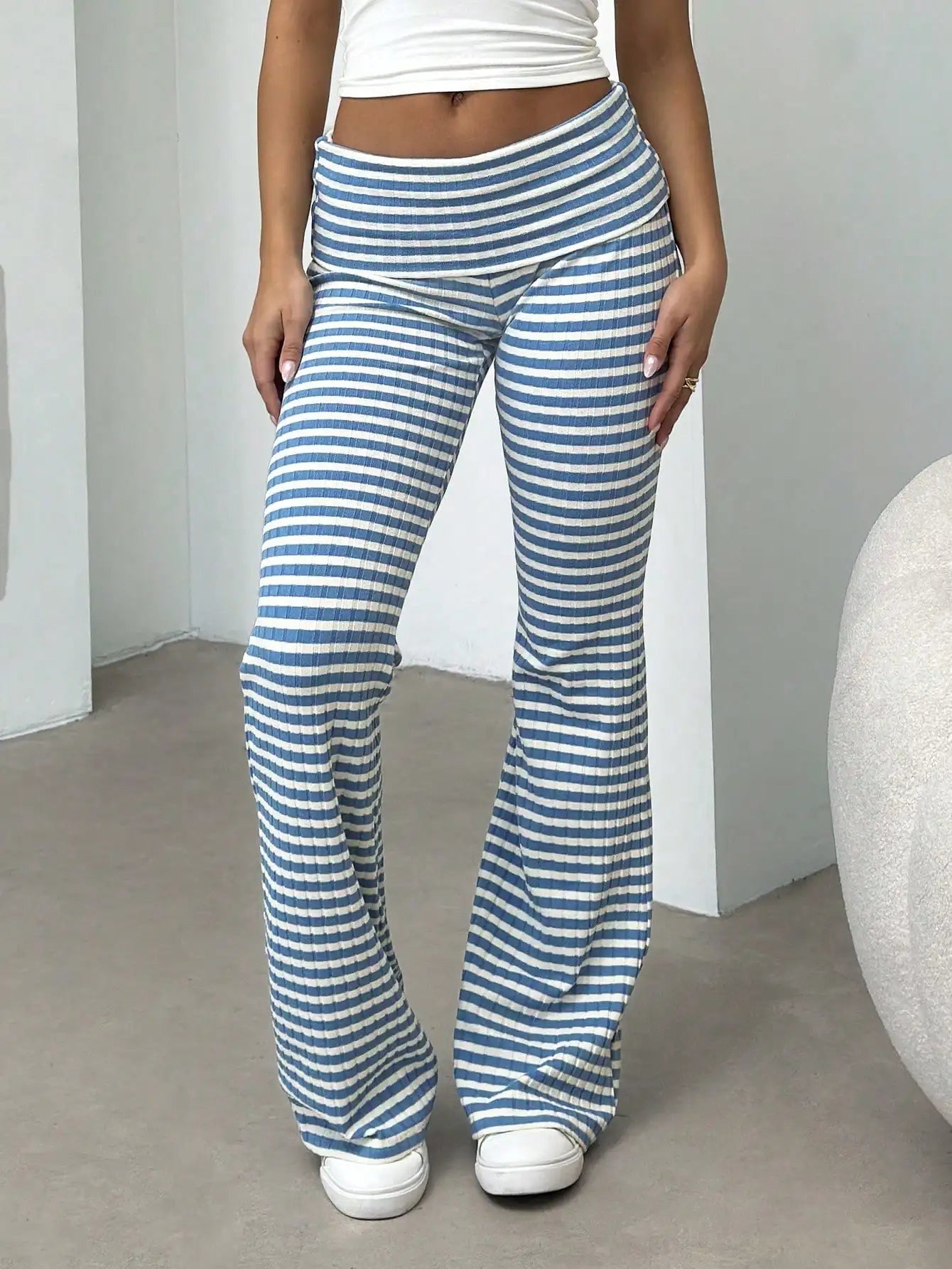 Two pairs of women's sporty casual pants triangular flared pants/women's high-waisted yoga pants and elastic casual pants