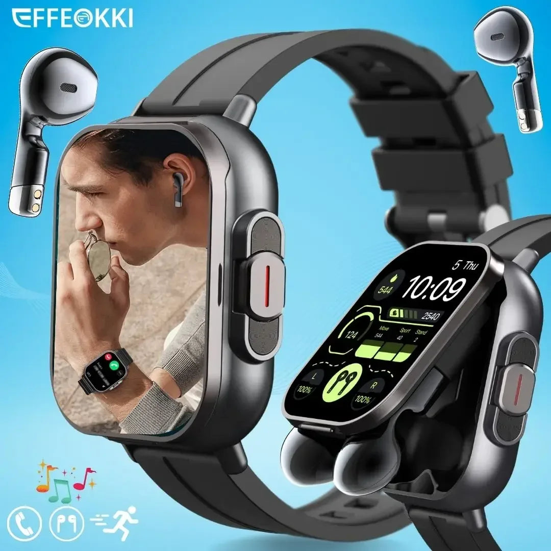 2025 D8 Smartwatch NFC Heart Rate Monitor Earbuds/Music Control Pedometer For iPhone Android