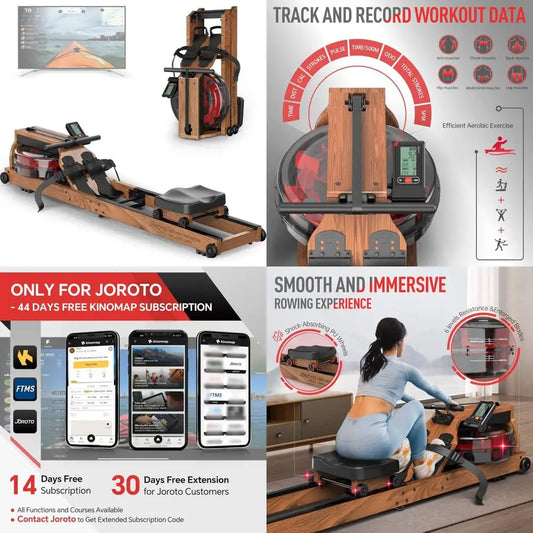 Home Use Foldable Rowing Machine with Bluetooth Monitor and Tablet Holder/JOROTO Water Rowing Exercise Equipment