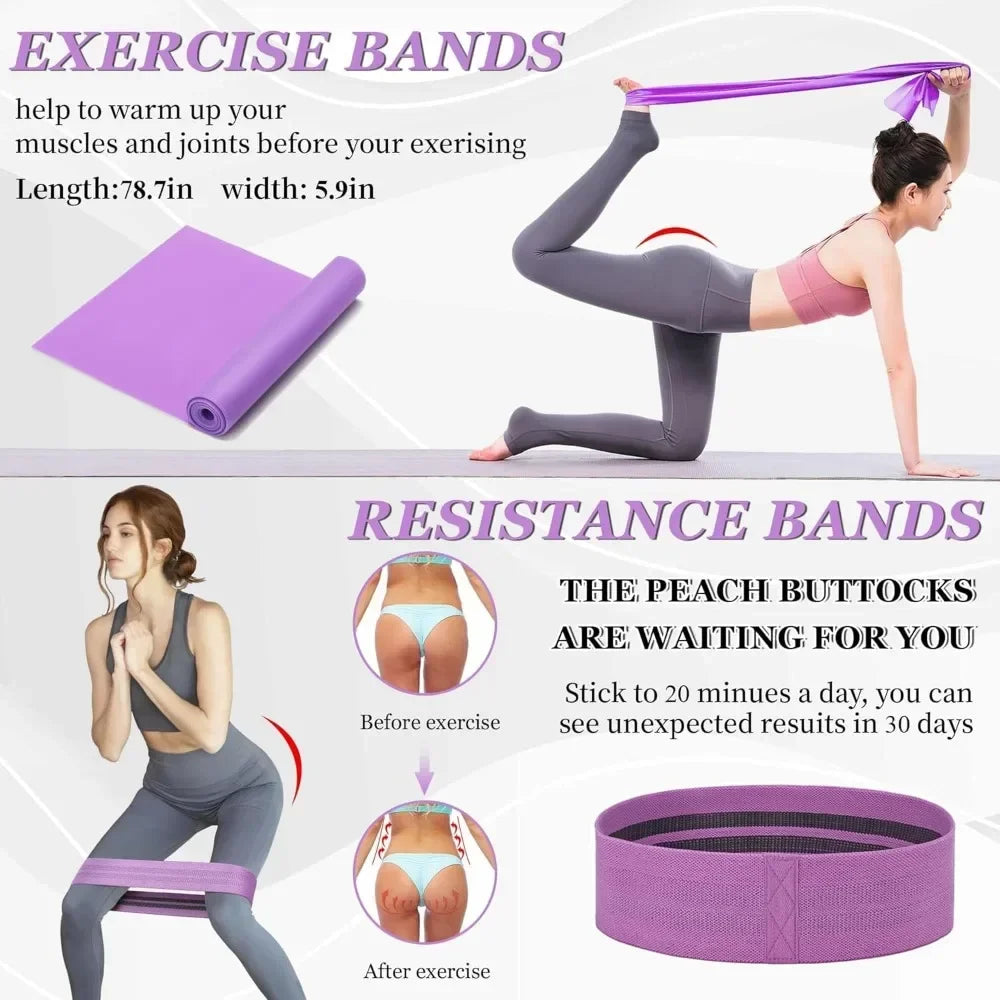 Yoga Wheel 12 in 1 Set with Back Roller for Pain Relief & Deep Tissue Massage/Yoga Blocks 2 Pack with Yoga Ring Yoga Strap
