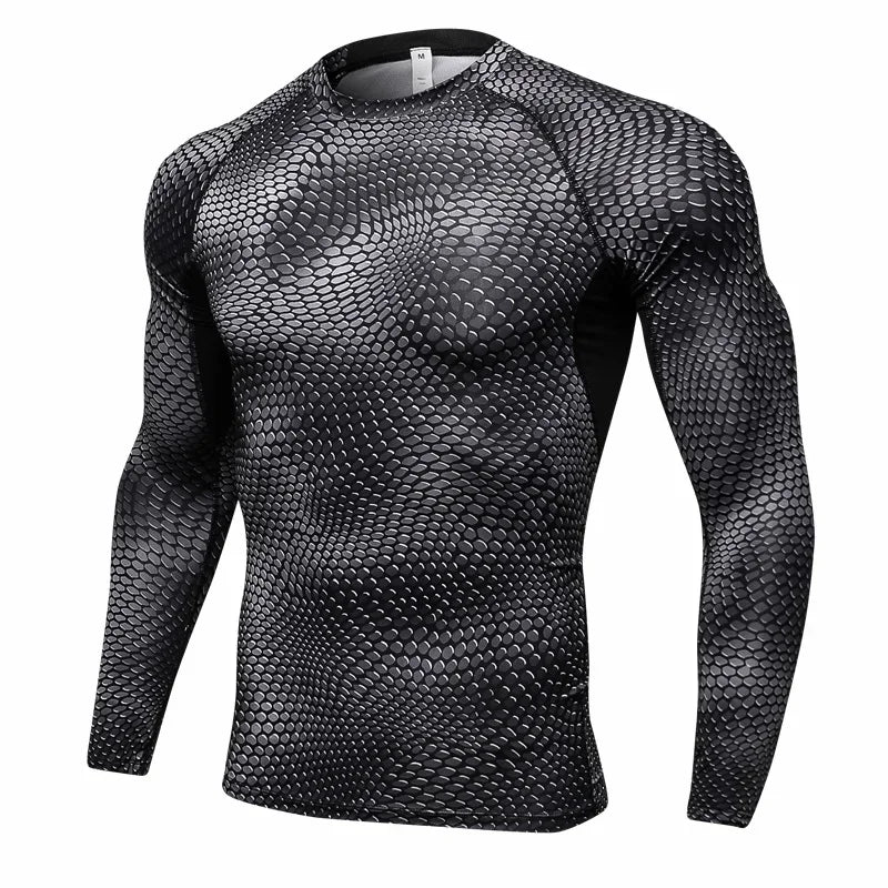 Men's Fitness Running Training Long-Sleeved Shirts Tight Elastic/Quick-Drying Clothes Gym T-Shirt Workout Athletic Undershirts