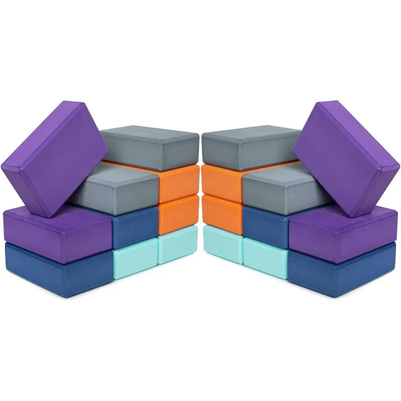 Hello Fit 3" Yoga Block 20 Pack Bulk EVA Foam Yoga Blocks/Firm and Supportive Yoga Brick Balance Foam, 3" x 6" x 9",Assorted