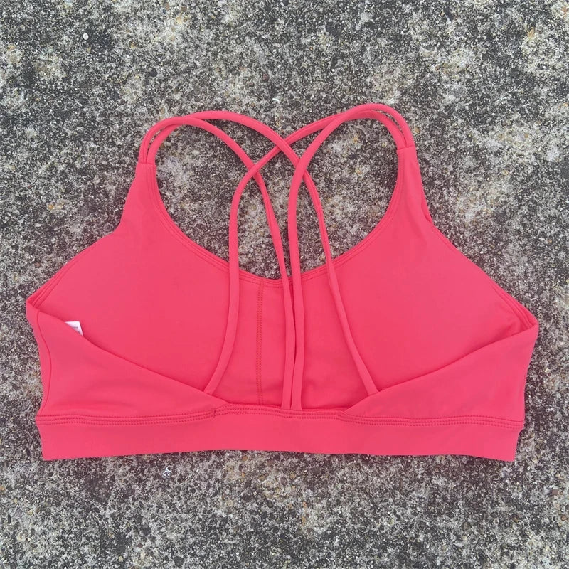 Solid Color Soft High Strength Women Cross Fitness Bra Tight Sport Top/Comprehensive Training Gym Yoga Underwear With Chest Pad