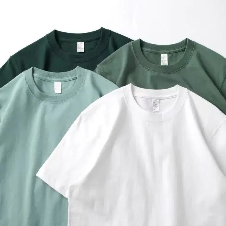 Summer Men Green T-shirt 100% Pure Cotton/Short-sleeved Top T-shirt Green Cotton Half-sleeve T Shirt