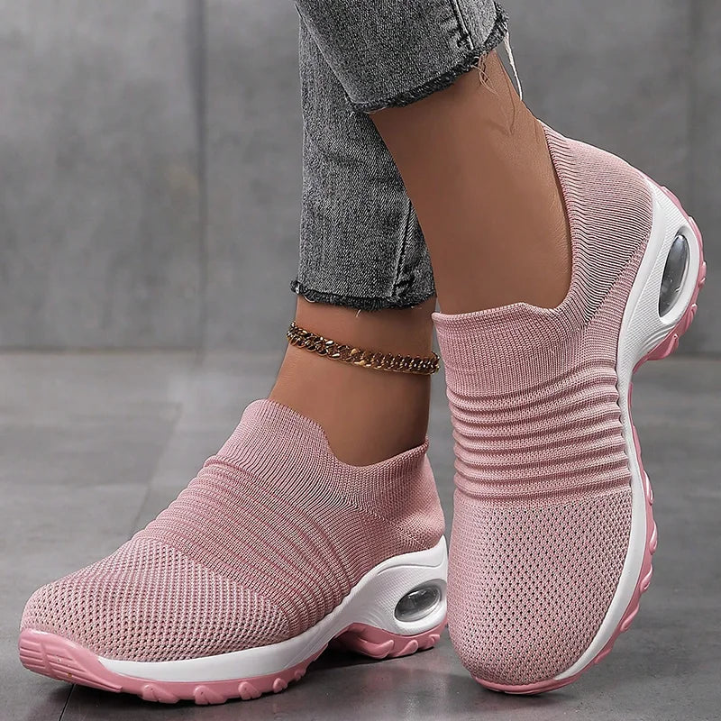 Women Running Training Sneakers Female Air Cushion/Causal Sport Shoes Slip On Walking Sock Shoes