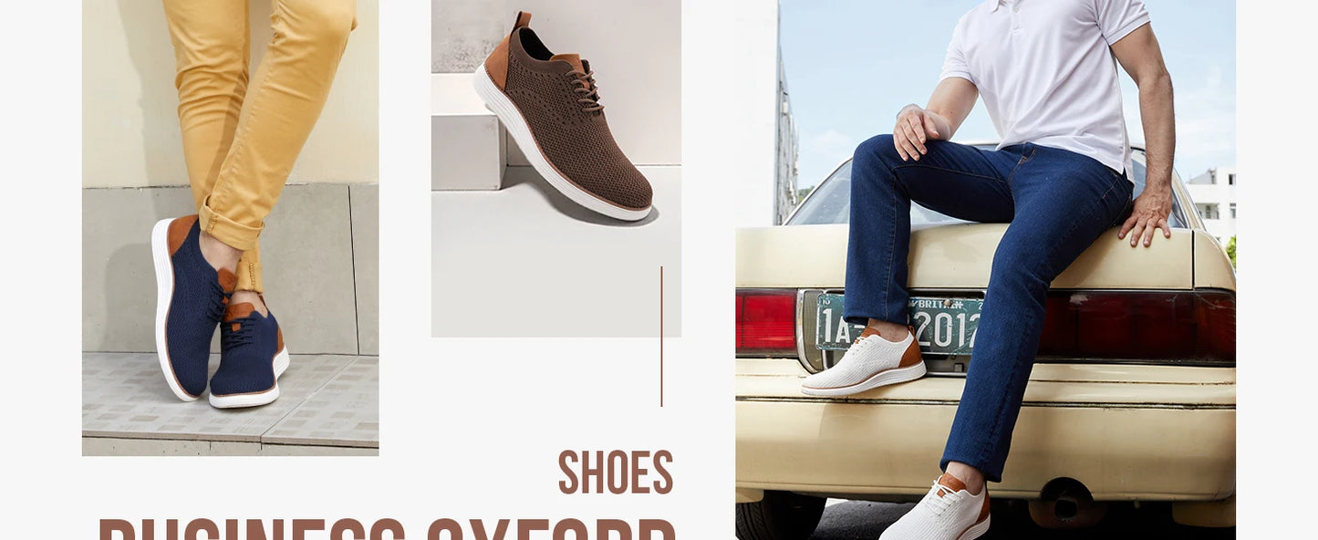 Men's Casual Sneakers Oxfords Business/Mesh Breathable Walking Athletic Shoes
