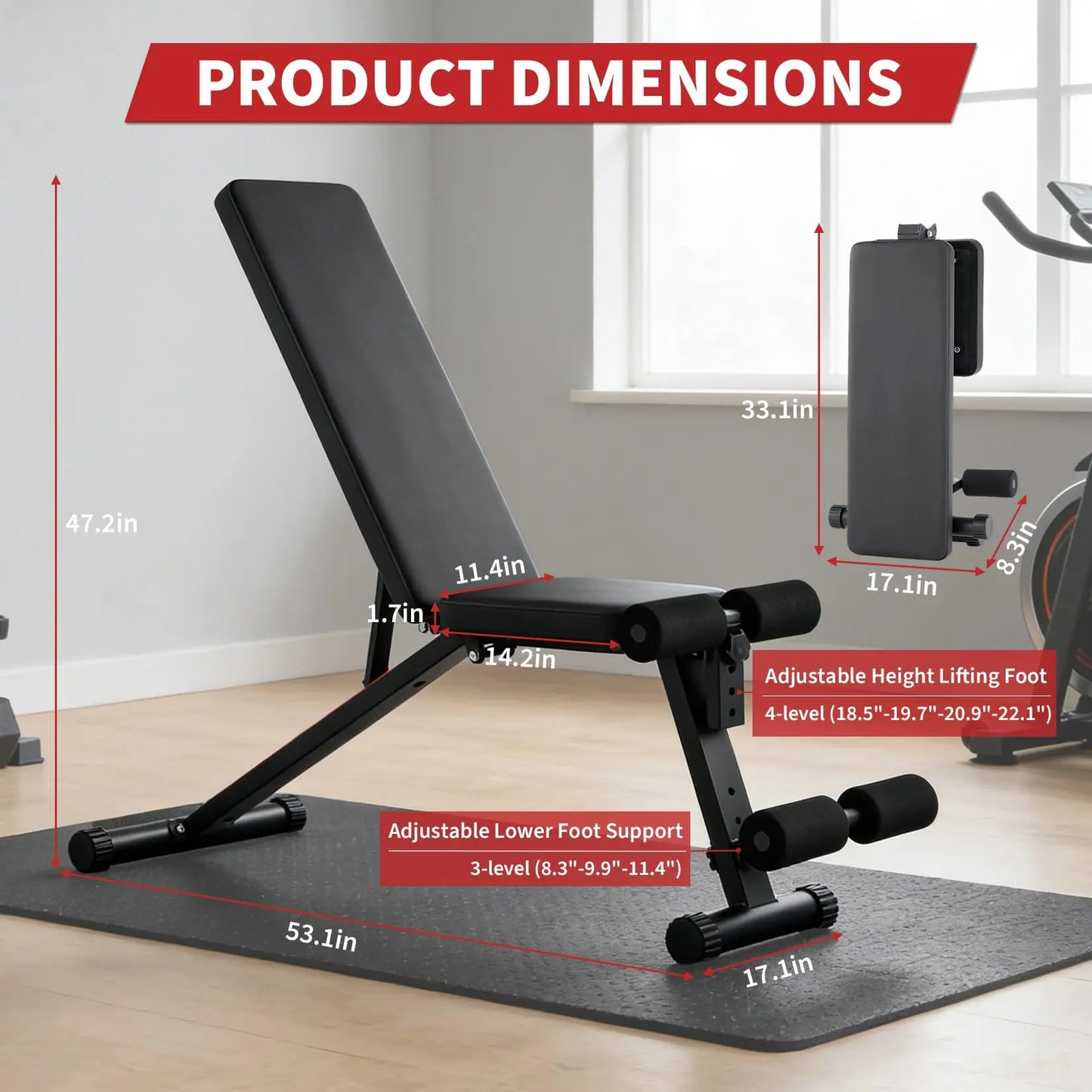 Adjustable Weight Bench with Leg Extension & Preacher Curl Incline/Decline Workout Bench for Home Gym, Heavy Duty Multi-Function