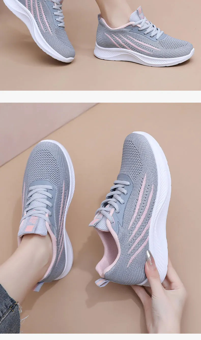 Women's Lightweight Running Shoes Summer Breathable Lace-Up/Gym Walking Training  Cushioned Sole Non Slip Fatigue Relief Casual