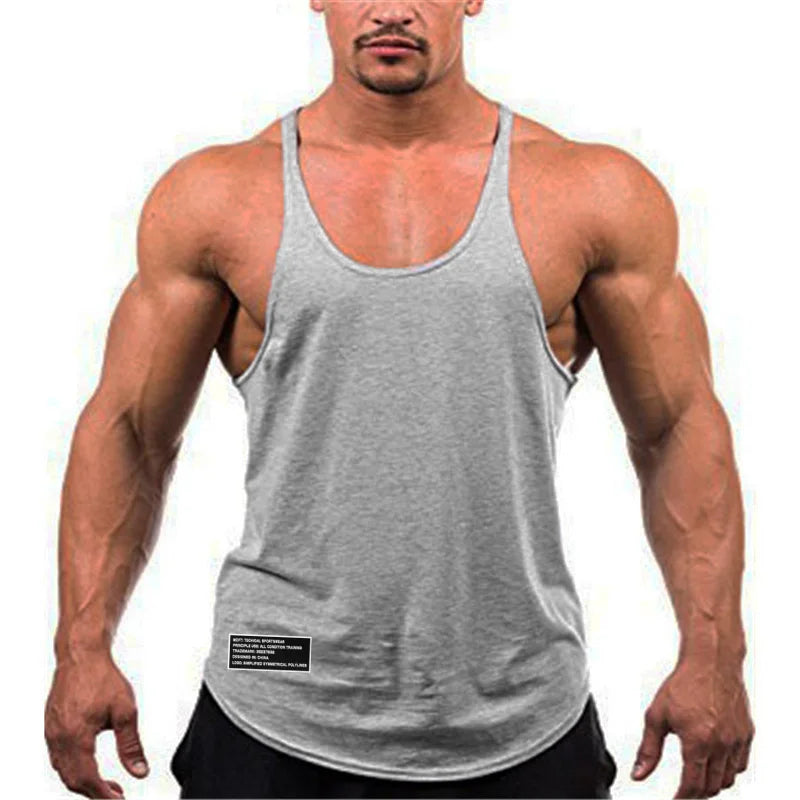 Gym Bodybuilding Fitness Vests Men's Running Sport Cotton Tank Tops/Summer Breathable Sleeveless Y Back Undershirt