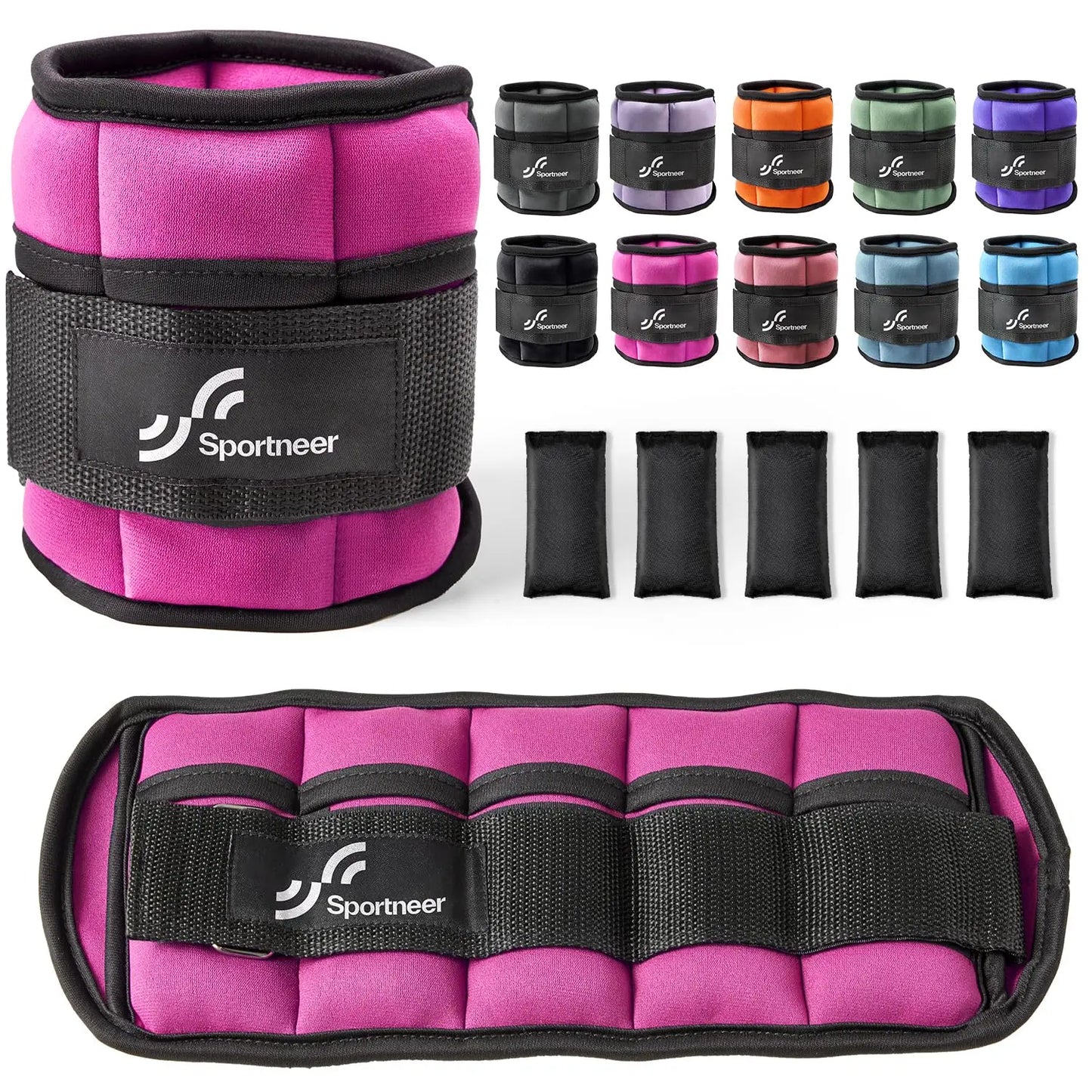 Sportneer Adjustable Ankle Weights 1Pair 10lb Leg Weight Straps/Weighted Ankle Weights Set for Gym Fitness Workout