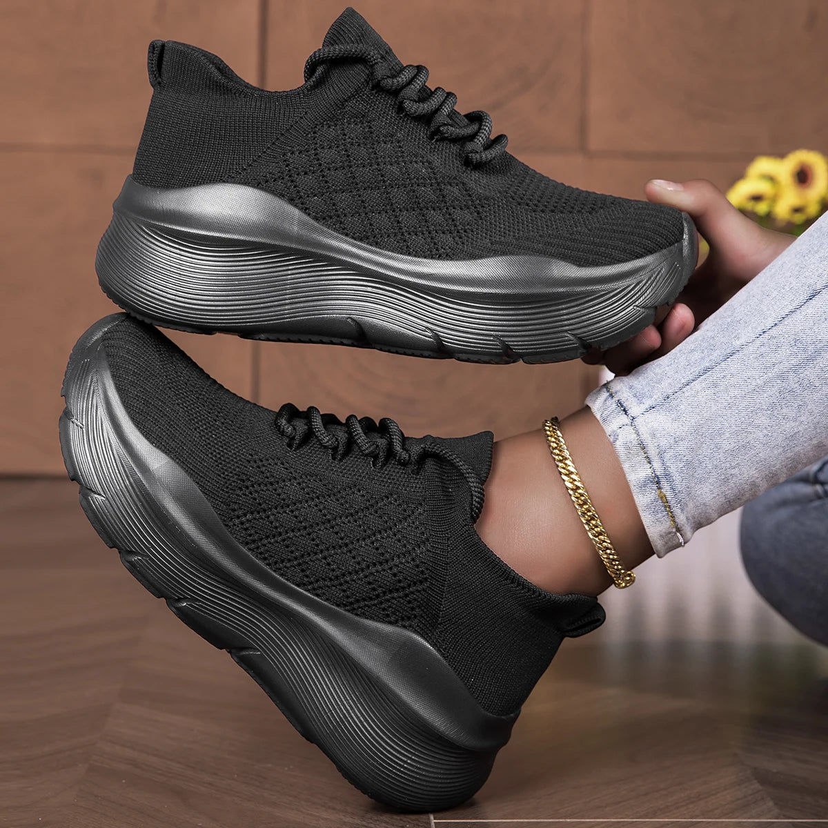 Women's Mesh Breathable Casual Sneakers Lace-up Vulcanized Shoes/Ladies Platform Sneakers Female Shoes Loafers Plus Size