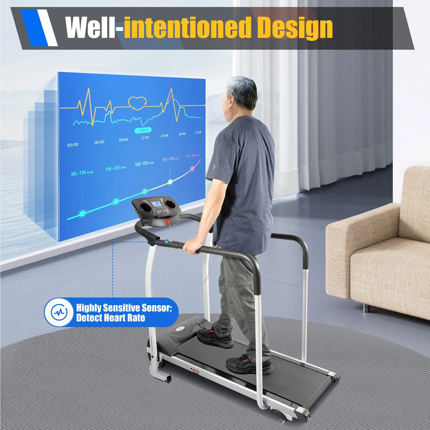 Foldable Treadmill Simple and Practical Walking Machine/Aerobic Exercise Equipment 118*60*105cm (unfold)