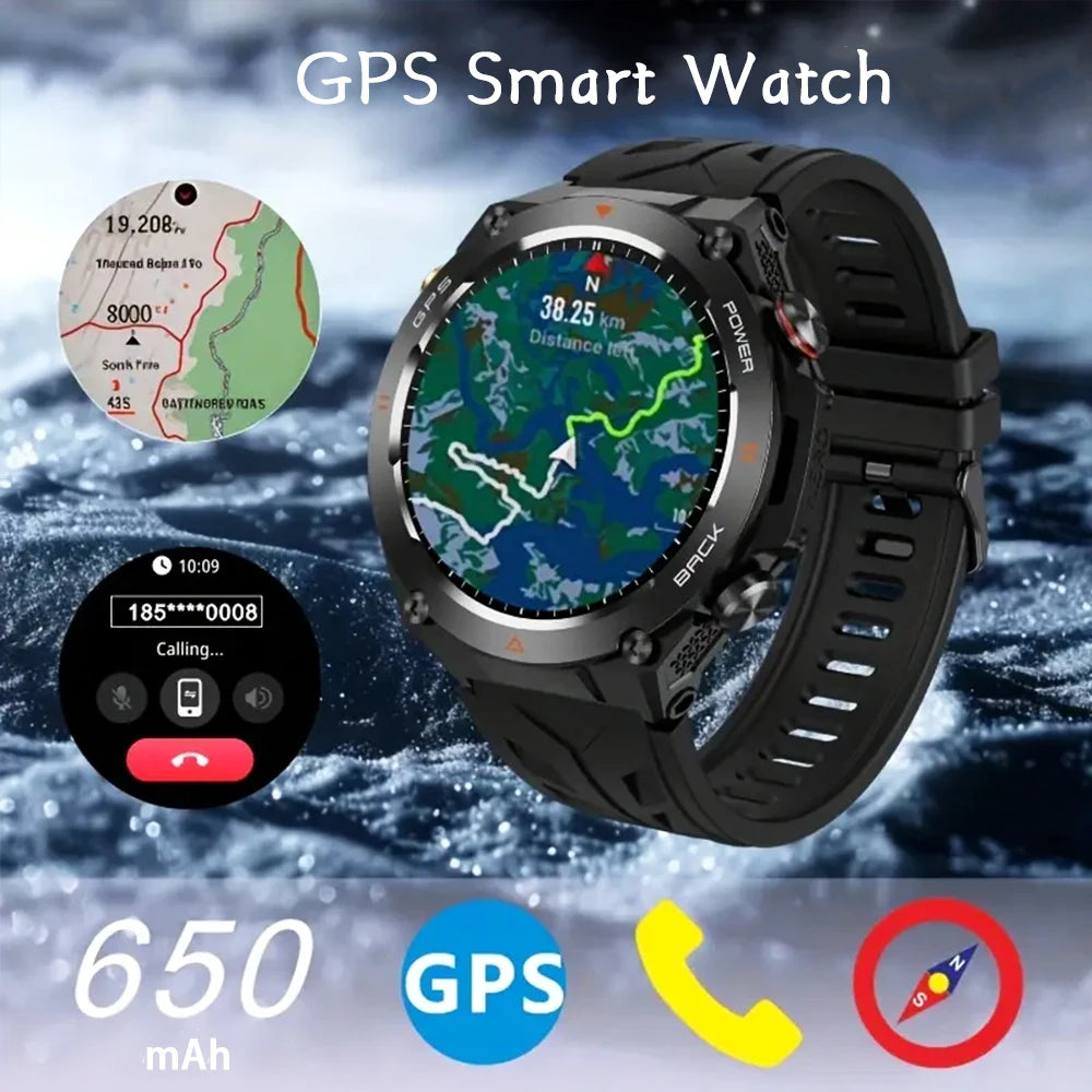 SENBONO New GPS Smart Watch 1.45” HD Display Built-in GPS Bluetooth Phone Call/1ATM Waterproof Military Sports Smartwatch for Men