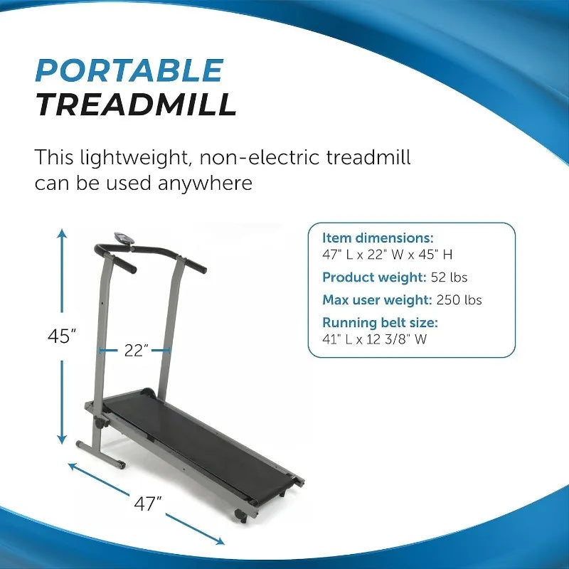Stamina Inmotion T900 Manual Treadmill Foldable Fitness Treadmill/with Smart Workout App Non-Motorized Treadmill
