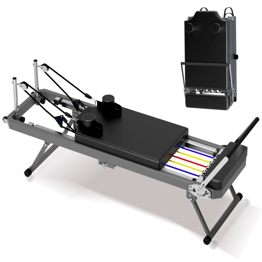 Multi functional Extra Large Pilates Reformer 395lbs Capacity Dynamic Resistance Cords/Aerobic Rebounder Home Fitness Equipment