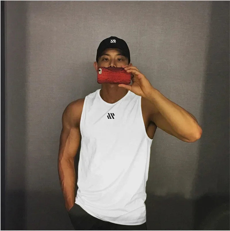Mens fitness gyms Tank top men Fitness sleeveless shirt Male mesh breathable/Sports vest Undershirt Gyms Running vest men