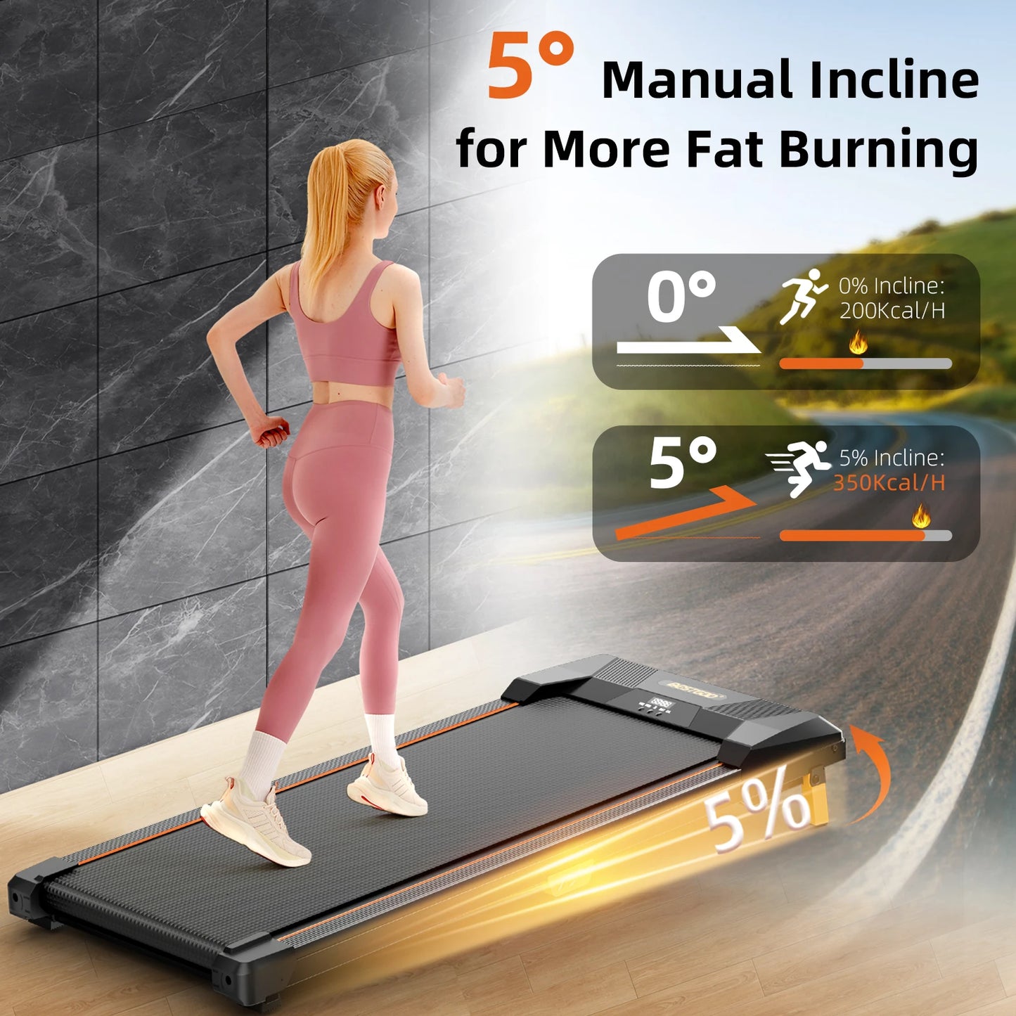 Under Desk Treadmill, Incline Walking Pad Treadmill 330lbs Capacity/2.5HP Portable Treadmills for Home Compact Treadmill Mini