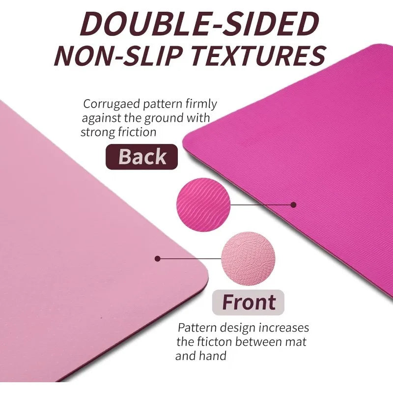 Non-Slip TPE Yoga Mat for Women & Men, 72"x24" Extra-Long Pilates Mats for Hot Yoga/HIIT, Floor Workouts, Lightweight Fitness Mat