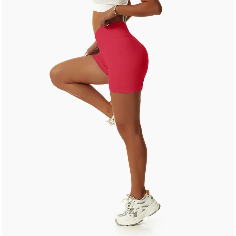 3 Pieces Women Solid Peach Hip Sports Pants High Elastic/Breathable Running Biker High Waist Yoga Scrunch Shorts for Women