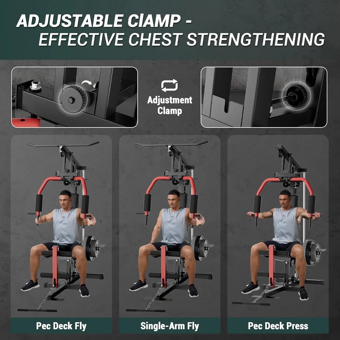 Home Gym Machine Full Body Workout Equipment with Pulley System/Leg Press Support for Strength Training Workout Station