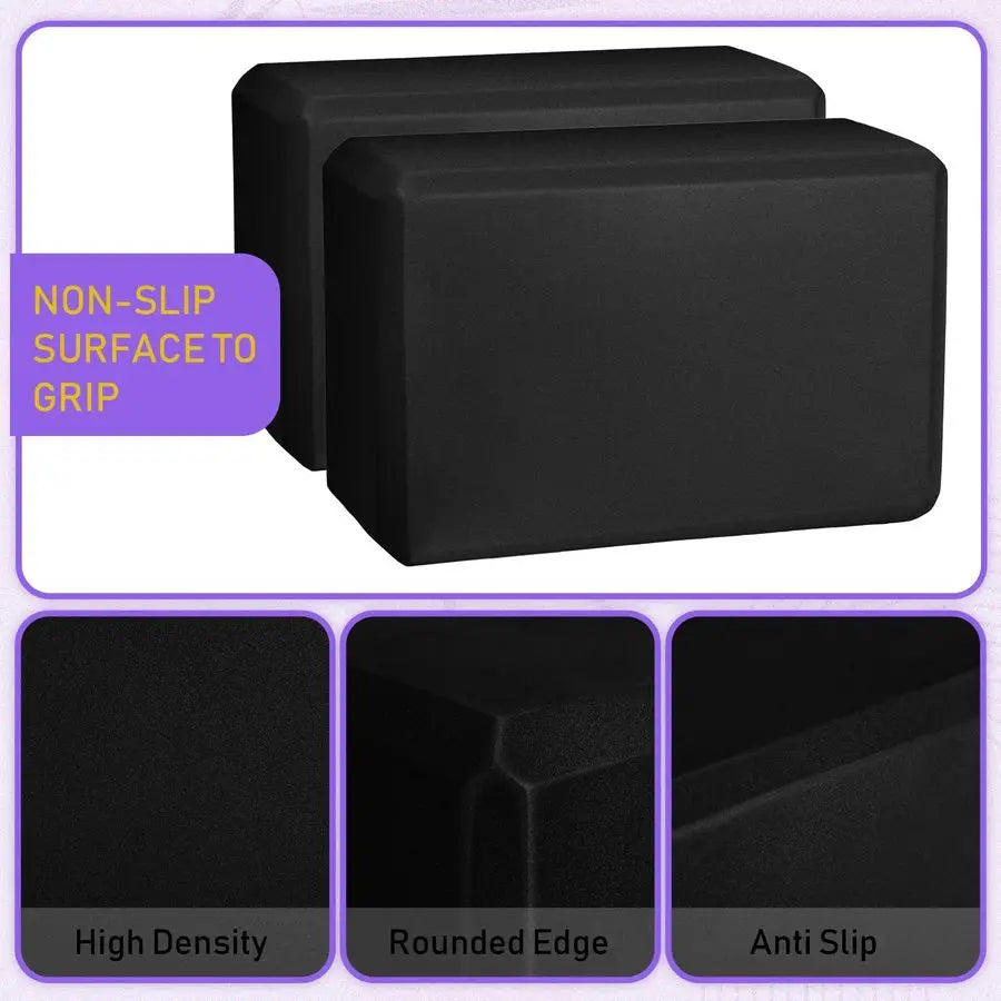 6 Pack Yoga Blocks 9 x 6 x 4 Inch Eva Foam Lightweight/Non Slip Yoga Props for Yoga Pilates Stretching Meditation