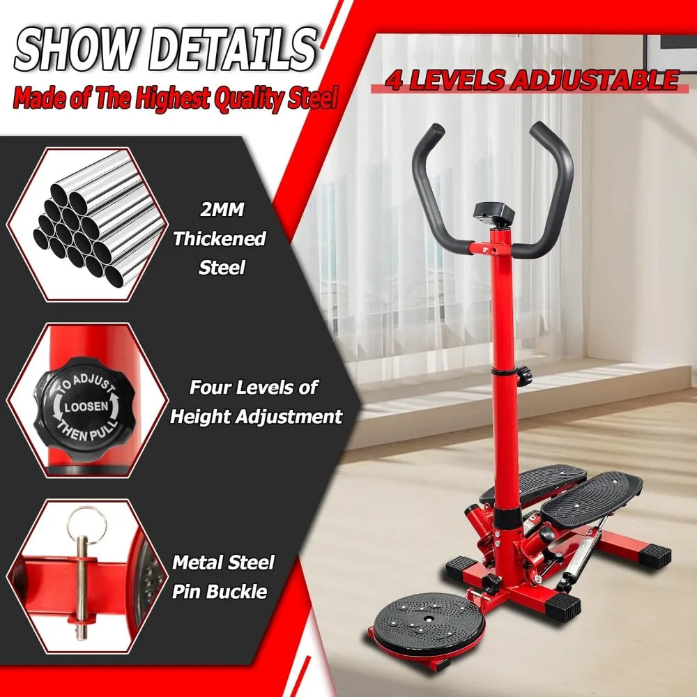 Steppers for Exercise Stair Stepper Walkout Multi-Function/Fitness Machine with Handlebar Resistance Bands