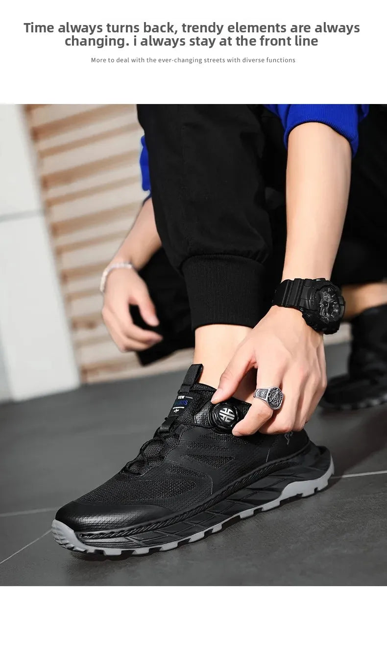 Spring Summer Thin Automatic Buckle Trail Running Shoes Casual/Function Hiking Breathable Outdoor Sports Trendy Footwear