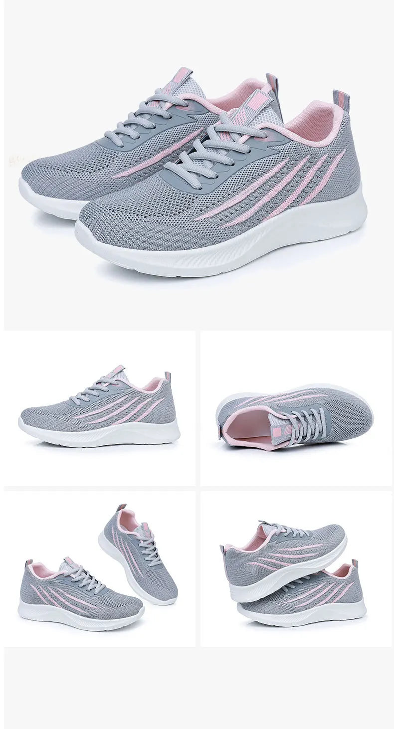 Women's Lightweight Running Shoes Summer Breathable Lace-Up/Gym Walking Training  Cushioned Sole Non Slip Fatigue Relief Casual
