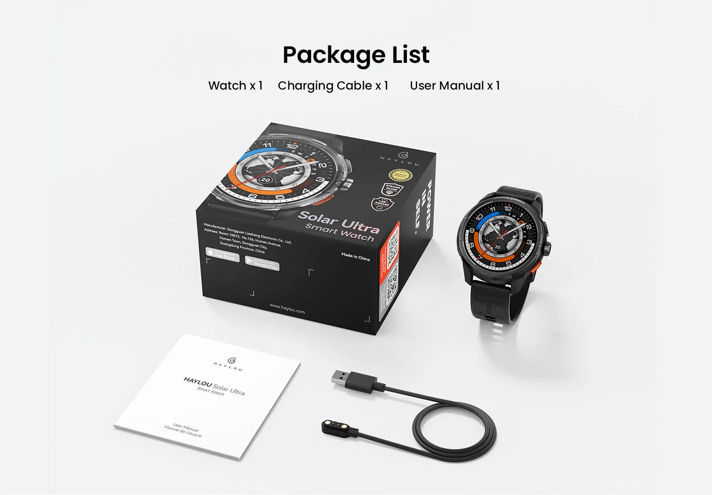 HAYLOU Solar Ultra GPS Smart Watch 1.6” AMOLED Display 60Hz Refresh Rate/Bluetooth Calls 5ATM Water Resistance Sports Smartwatch
