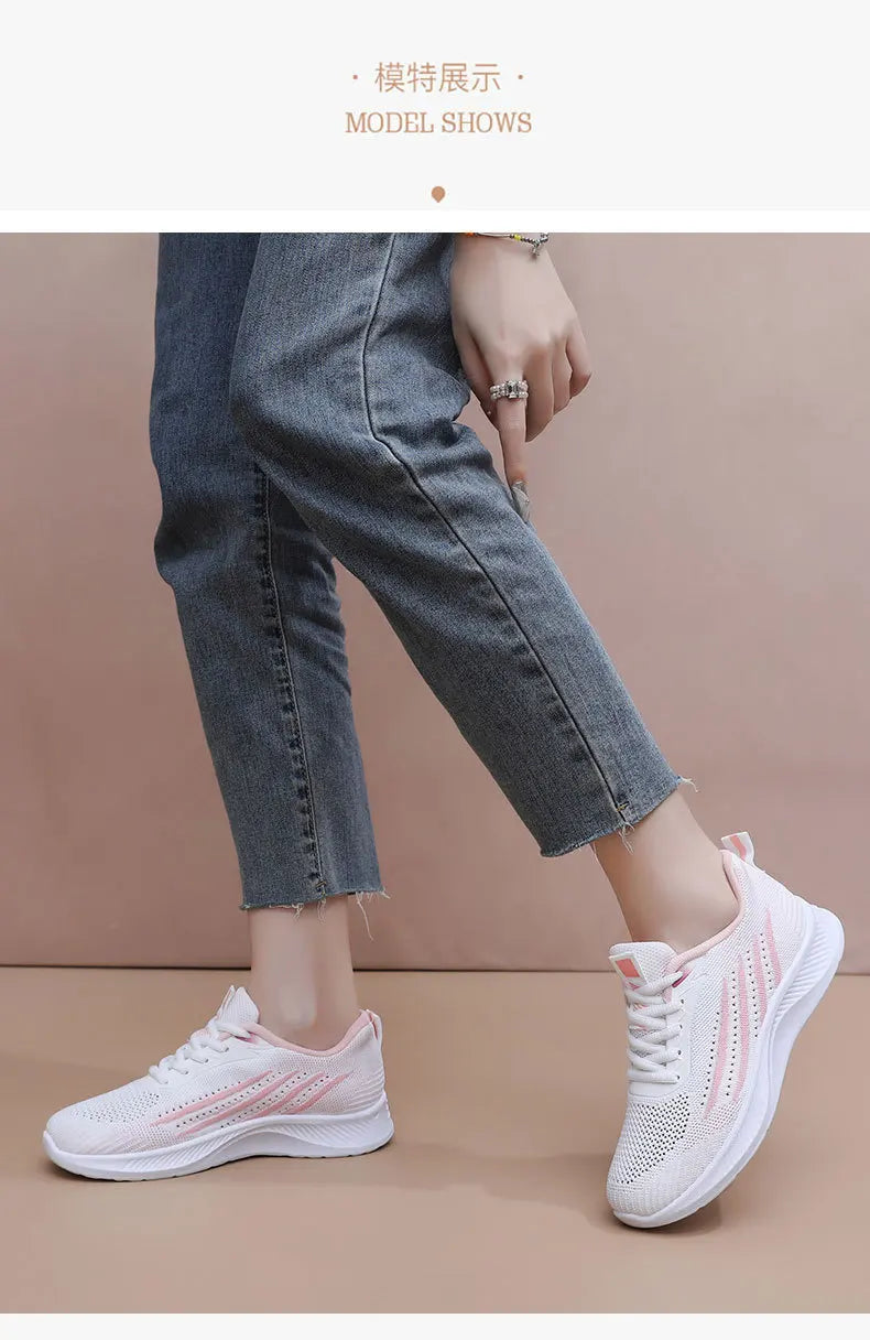 Women's Lightweight Running Shoes Summer Breathable Lace-Up/Gym Walking Training  Cushioned Sole Non Slip Fatigue Relief Casual