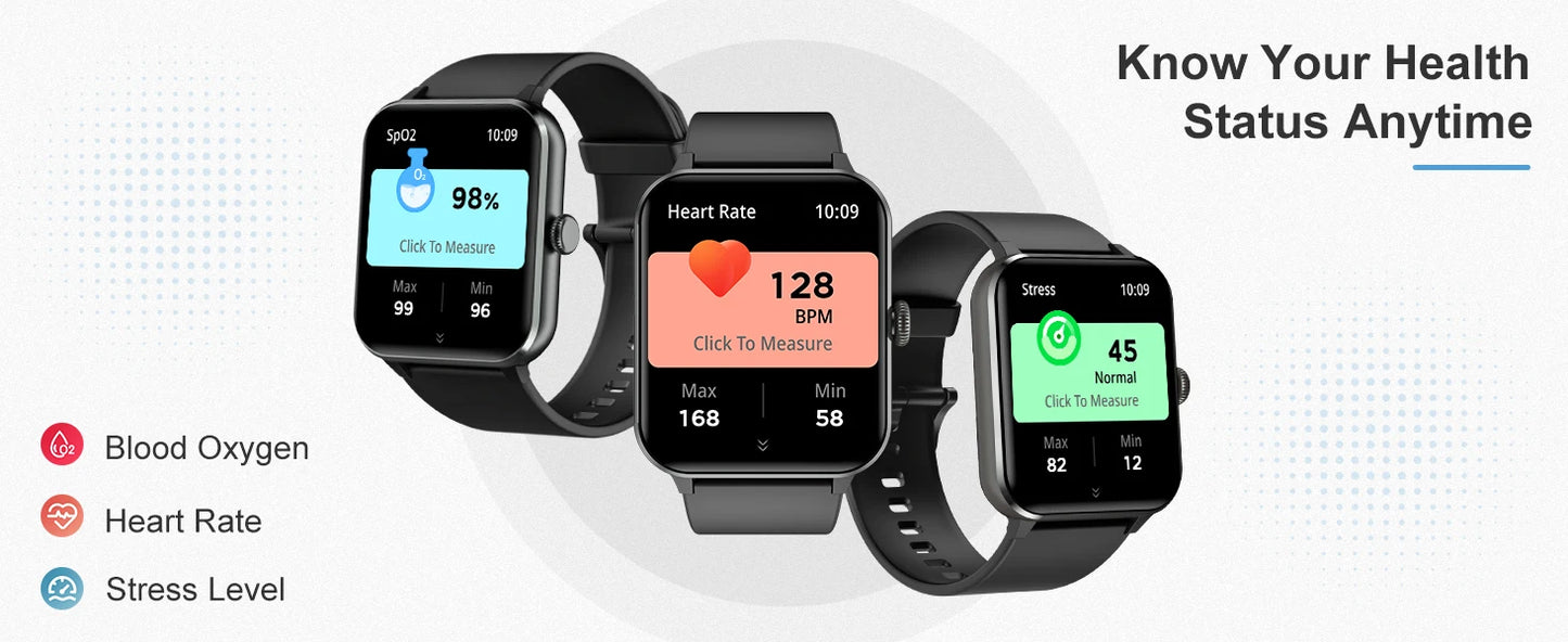 Blackview 1.85” Full Touch HD Smartwatch Bluetooth Calling Smart Watch/Voice Assistant with 100+ Sports Fitness Tracking