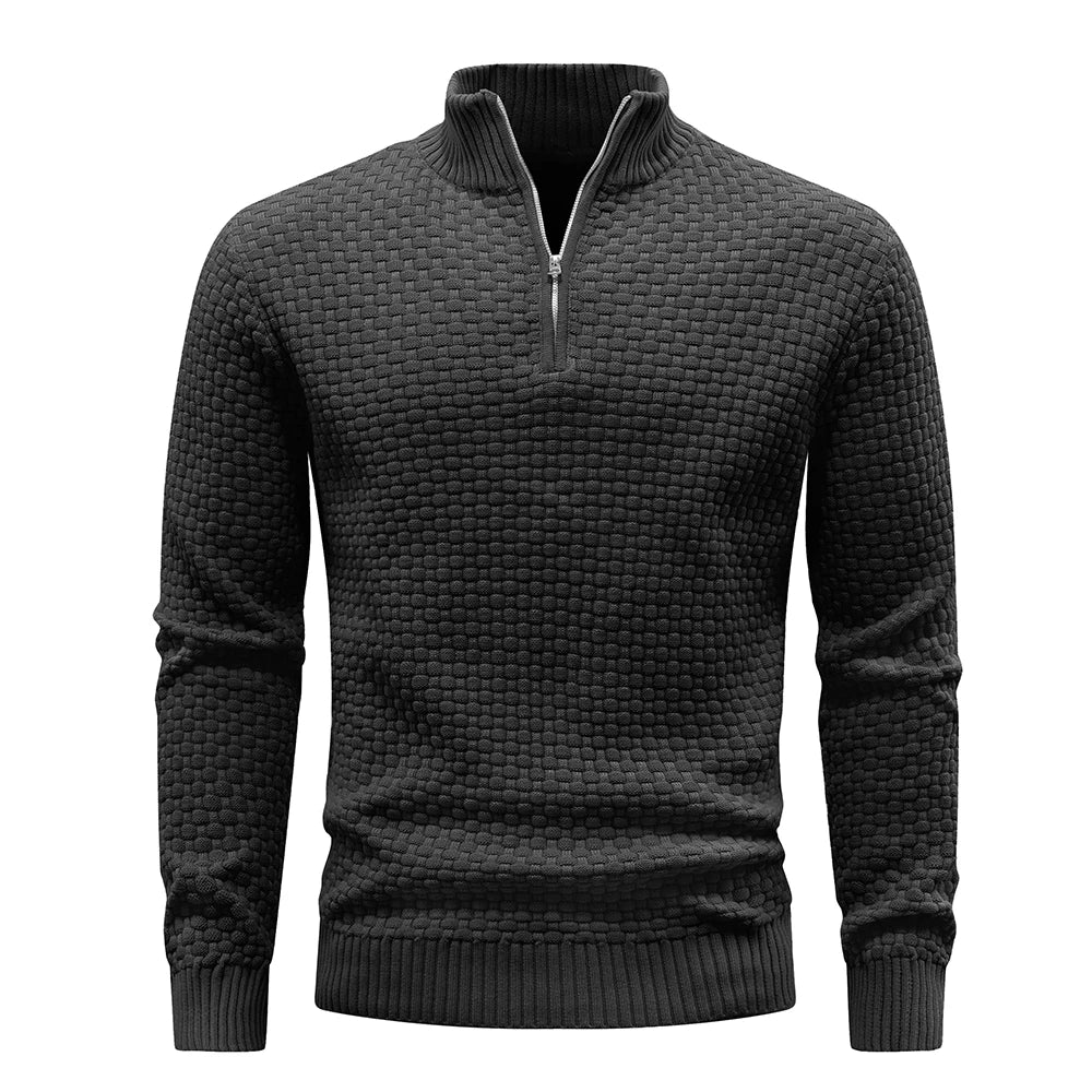 Men's Sweater Spring Outer Wear Quarter Zip Sweaters Polo Zip Pullover/Cable Knit Mock Neck Turtleneck Top US Size