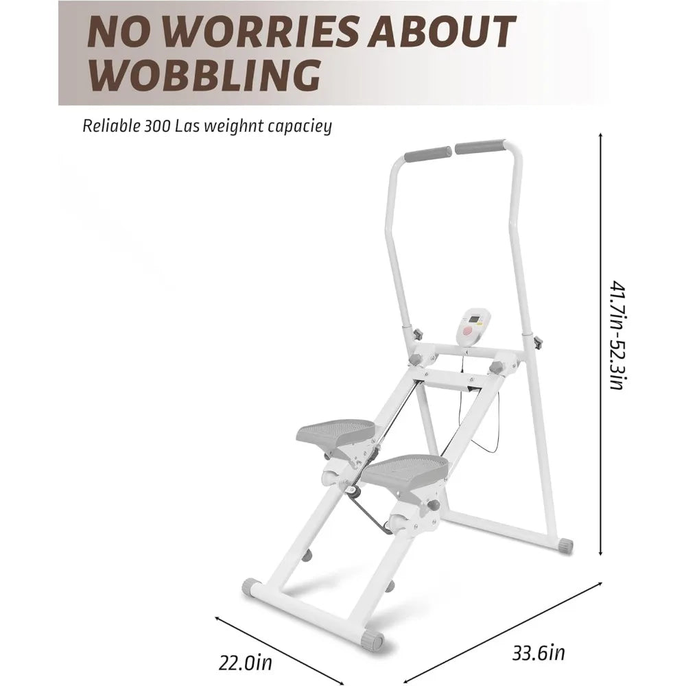 Home Stair Climber Machine, Exercise Stepper for Fitness/Foldable Adjustable Stair Master with 90% Pre-Assembled Vertical Trainer