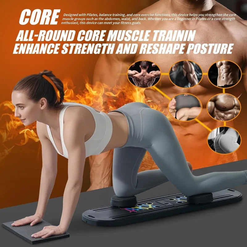 Pilates Board, 6 in 1 Pilates Reformer Machine Pilates Equipment/Multifunctional Abdominal Board Ab Roller Board Exercise Board