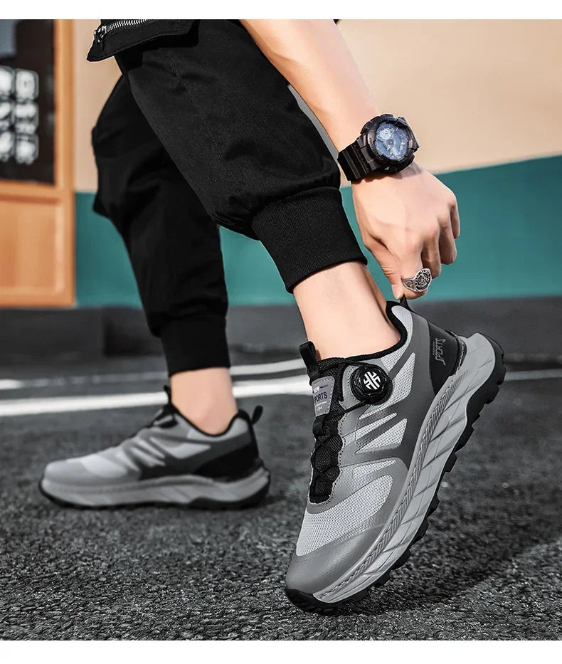 Spring Summer Thin Automatic Buckle Trail Running Shoes Casual/Function Hiking Breathable Outdoor Sports Trendy Footwear
