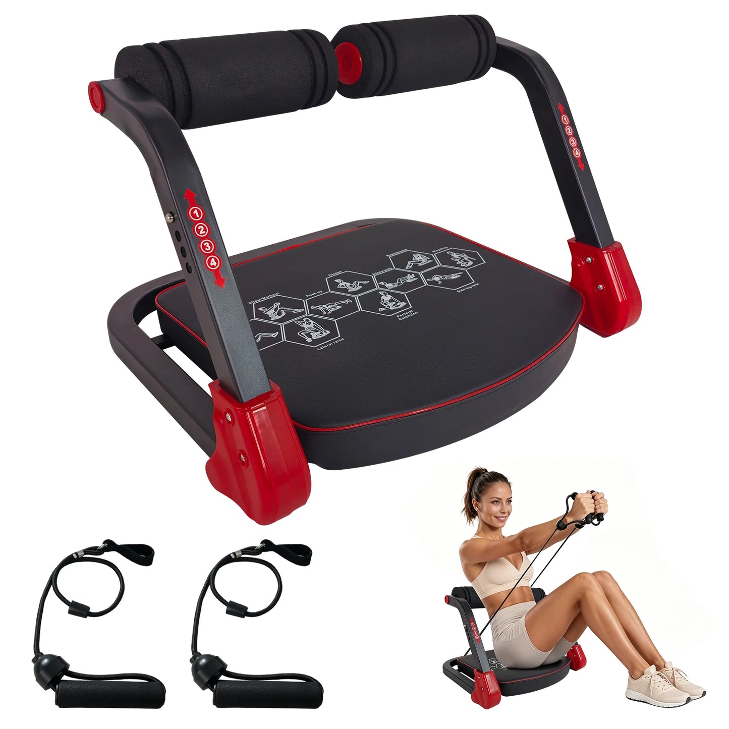 Yes Ab Core Trainer Abdominal Machine/with Resistance Bands for Home Gym Black