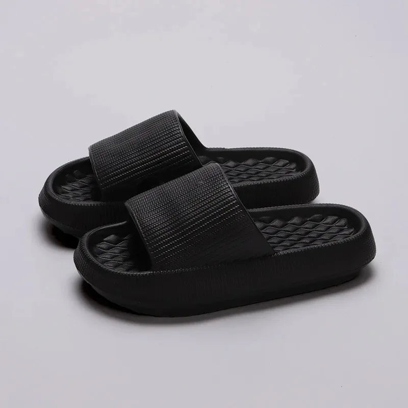 4cm Summer Non-slip Soft Cloud Slippers Women Comfy Thick/Platform Slides Woman Couple Bathroom Home Flip Flops
