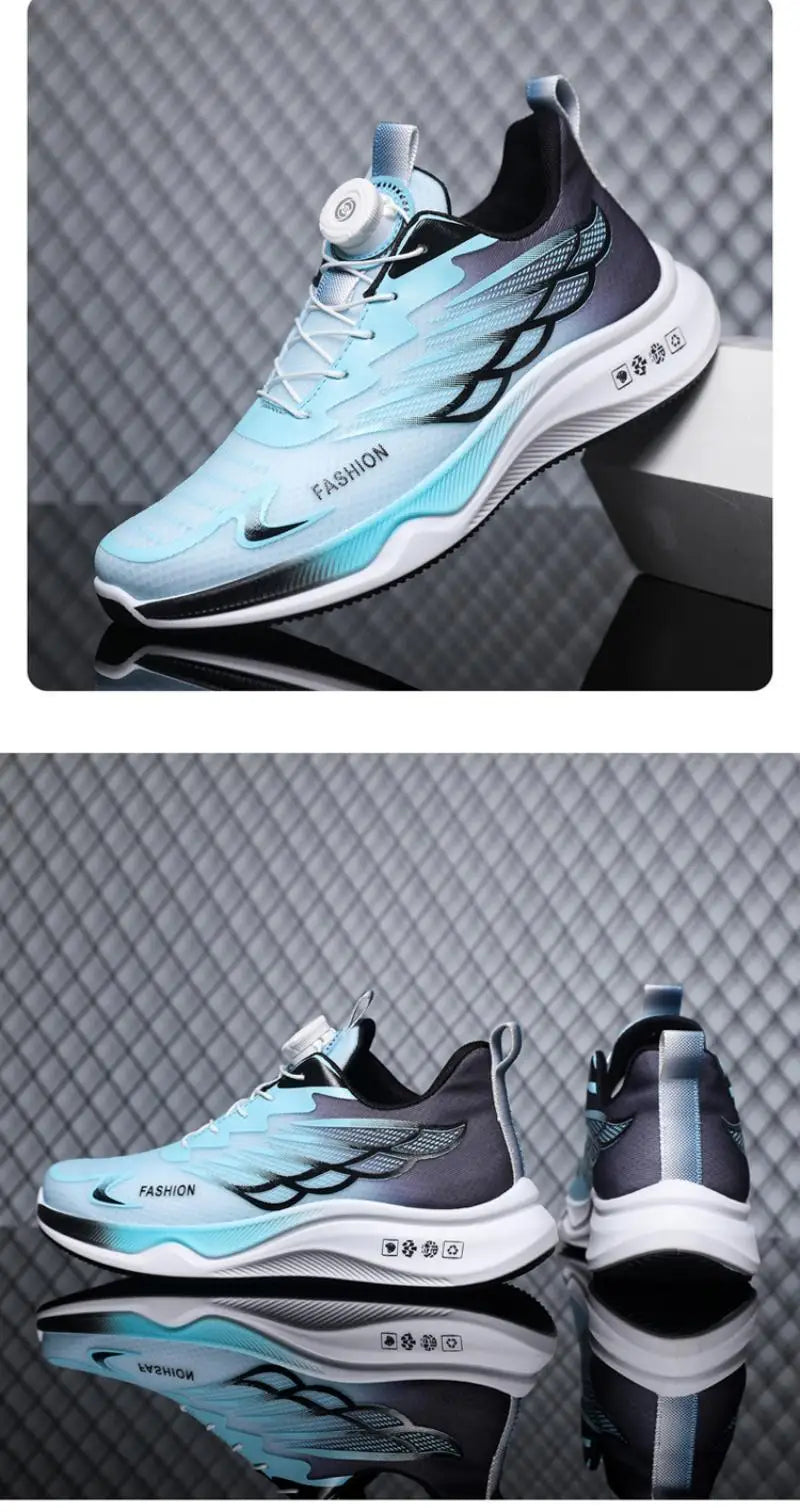 Oulylan Men's Running Sports Shoes Casual Fashion Popular Mesh/Rotating Buttons Breathable Hollow Sneakers Men
