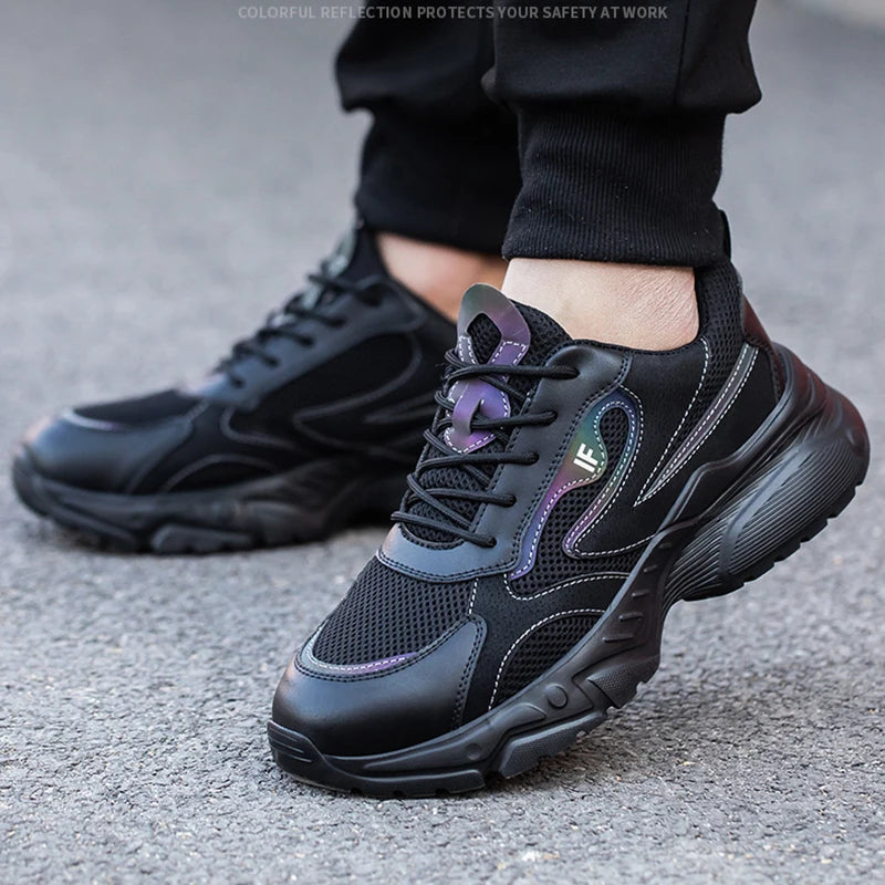 Men's Safety Shoes Working Protective Shoes Steel Toe Anti Smash/Anti Piercing Work Shoes Men Knit Sports Running Sneakers