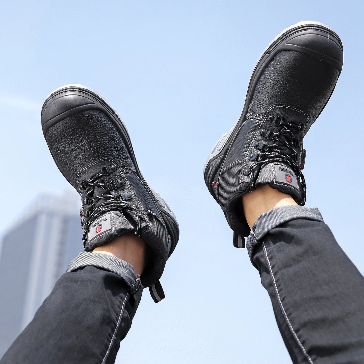 Steel Toe Shoes watperpoof work shoes Men Anti-puncture/Steel Toe Non Slip Work Outdoor Male Boots