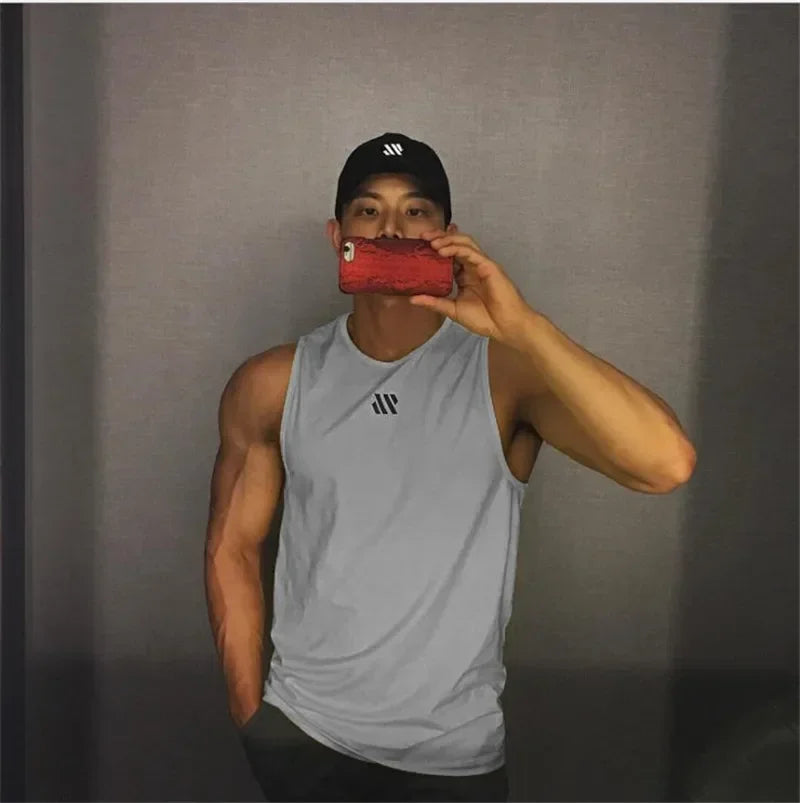 Mens fitness gyms Tank top men Fitness sleeveless shirt Male mesh breathable/Sports vest Undershirt Gyms Running vest men