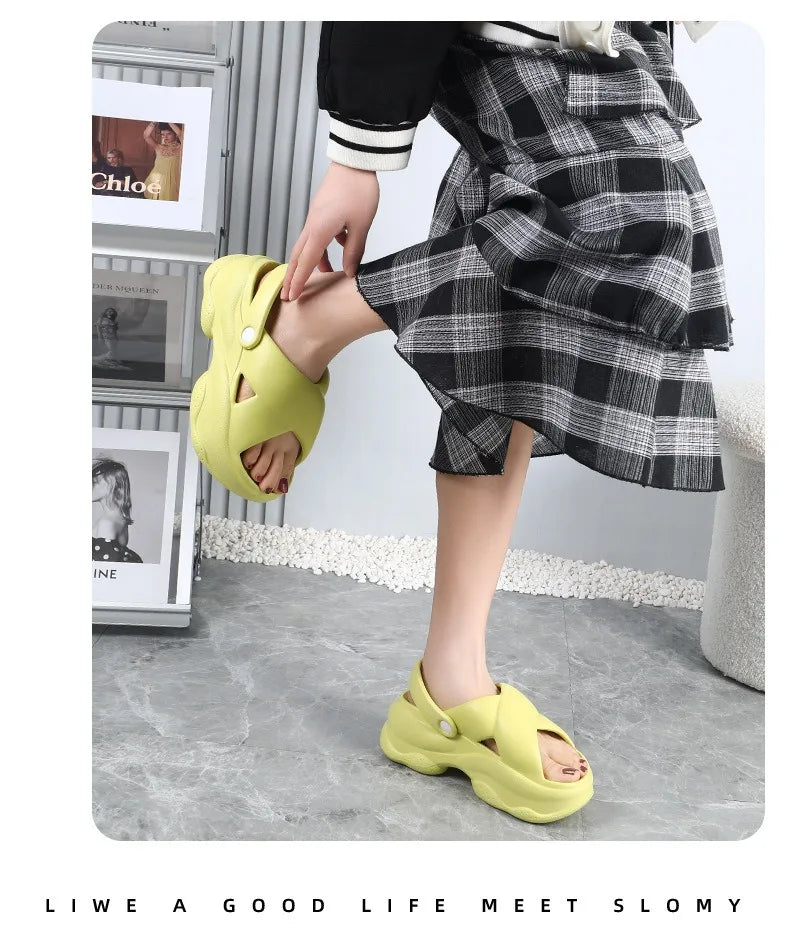 Popular Women Flip-flops Summer New Platform Wedges Slippers/Outdoor Fashion Slides EVA 7CM Shoes Casual Flip-flops