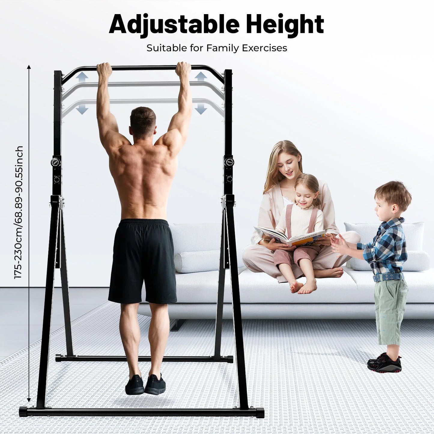 Power Tower Pull Up Bar Dip Station Assistive Trainer for Home Gym/Strength Training Workout Equipment 440lb