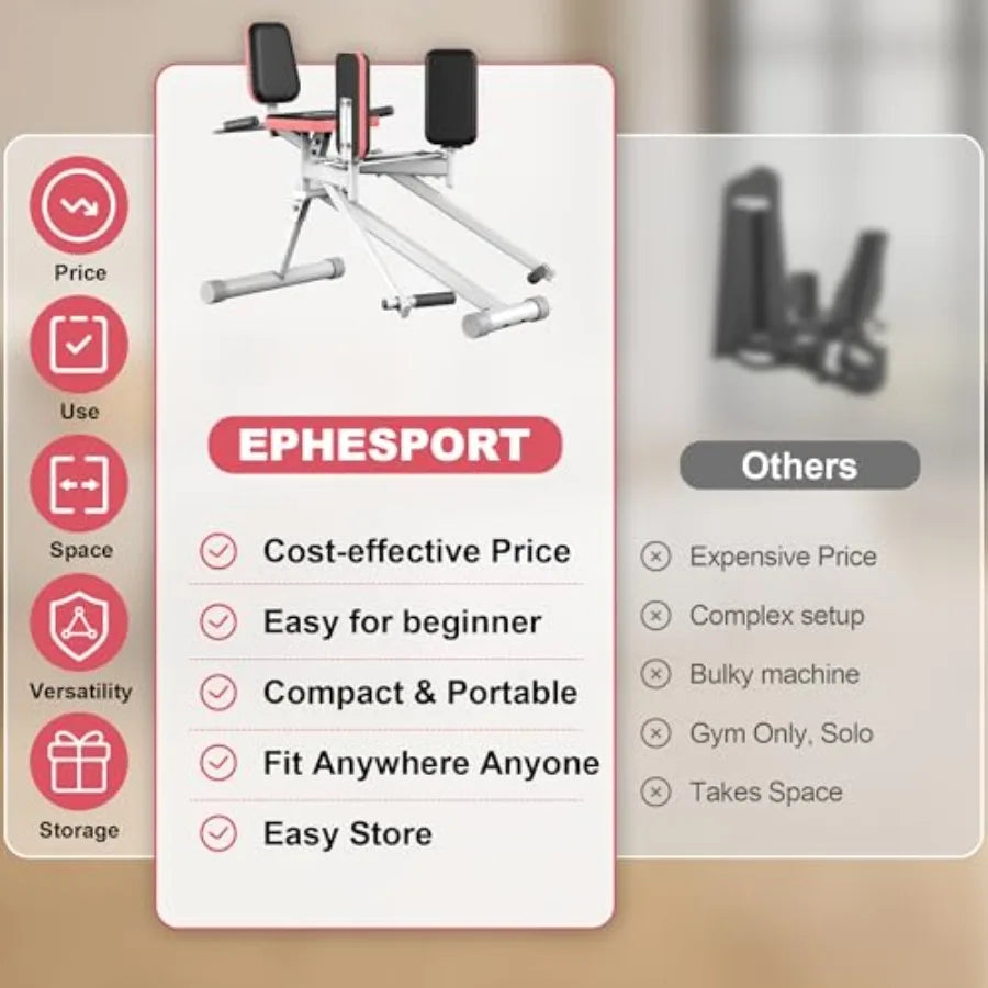 Hip Abductor Machine for Home Gym with Booty Resistance Band/Compact Glute Machine and Leg Exercise Equipment