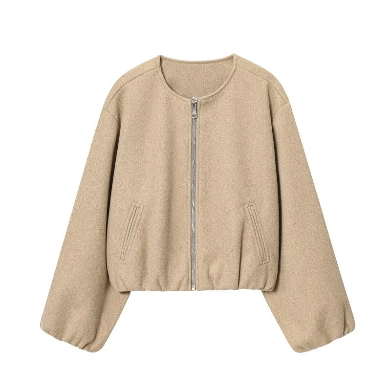 MUJER Black Bomber Jackets for Women Zipper Varsity Jackets Women/Soft Cropped Jackets Woman Long Sleeve Winter Coat Female