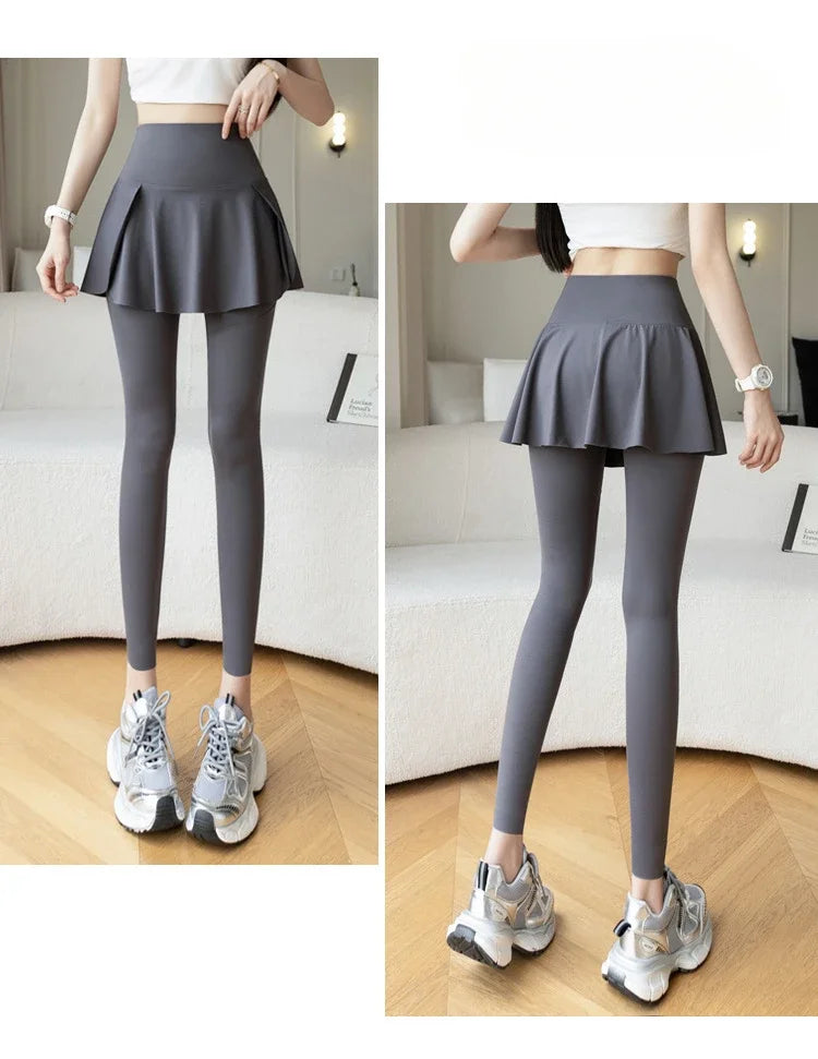 Women Fake Two Pieces Leggings Seamless Fitness Leggings High Waist/with Pocket Elastic Slim Fashion Hip Lifting Yoga Pants